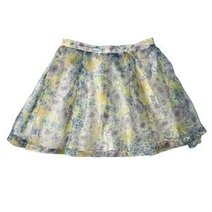 BCNU Floral Chiffon Pleated Mini Skirt Size L Springtime Coquette Cottage
